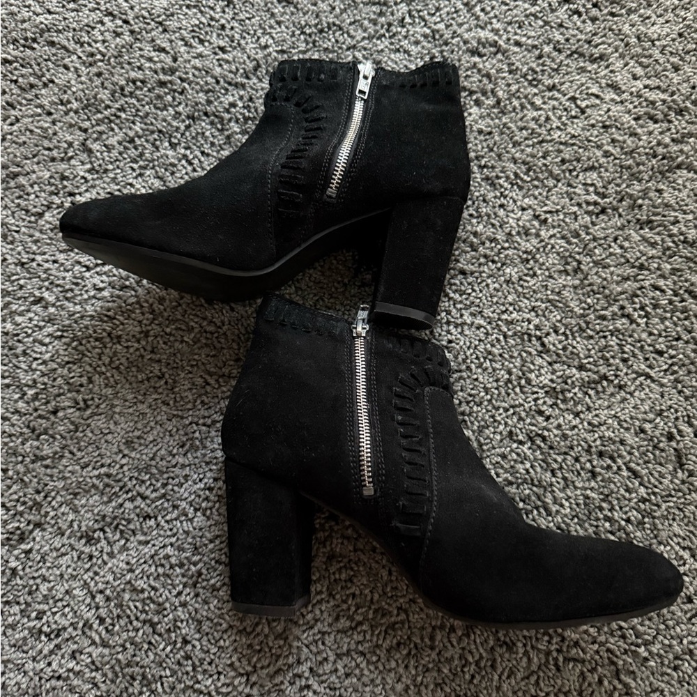 Western Fringe Black Ankle Boots